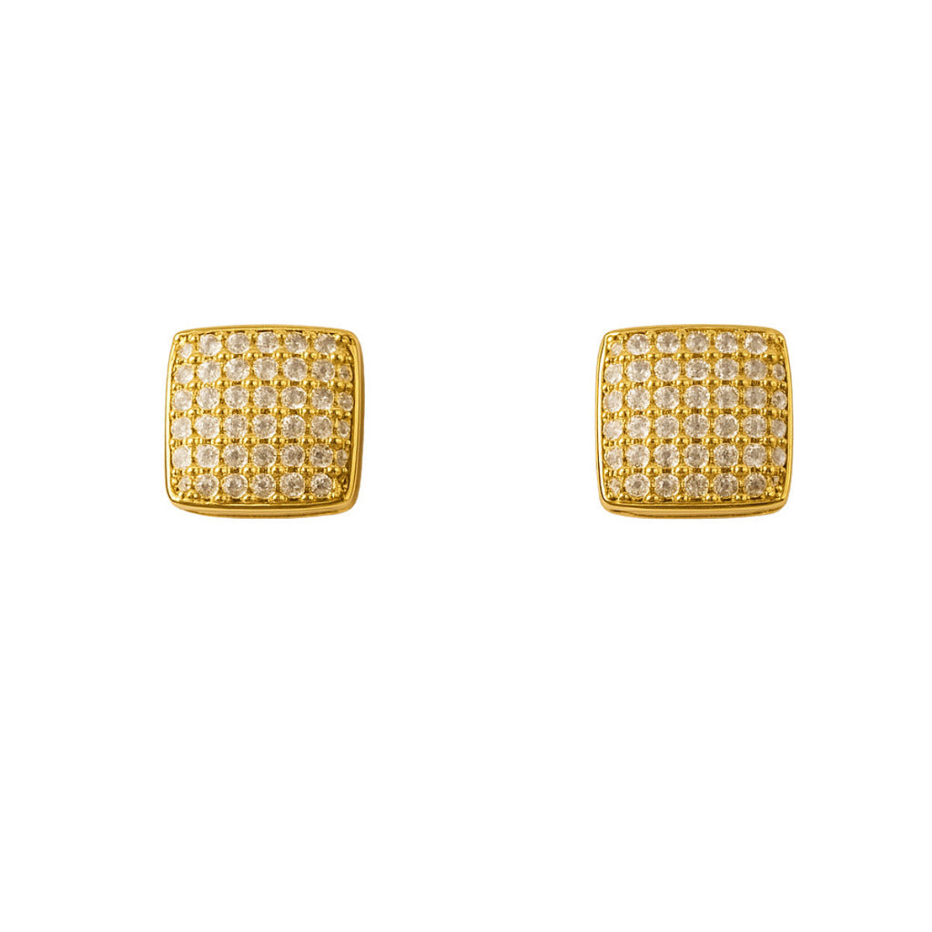 BRINCO CUBO DE CRISTAL - REVESTIDO A OURO 18K