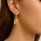 ARGOLA ARTICULADA COM CITRINO - BANHADO A OURO 18K