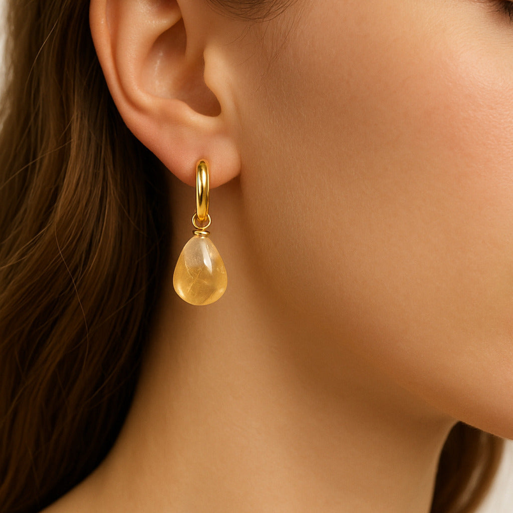 ARGOLA ARTICULADA COM CITRINO - BANHADO A OURO 18K