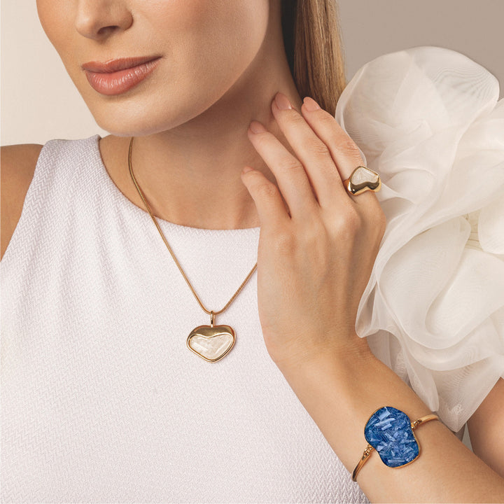 PULSEIRA FRAGMENTADA DE CIANITA AZUL - REVESTIDA A OURO 18K