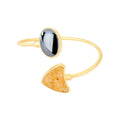 BRACELETE DE HEMATITA OVAL E CITRINO - REVESTIDA A OURO 18K