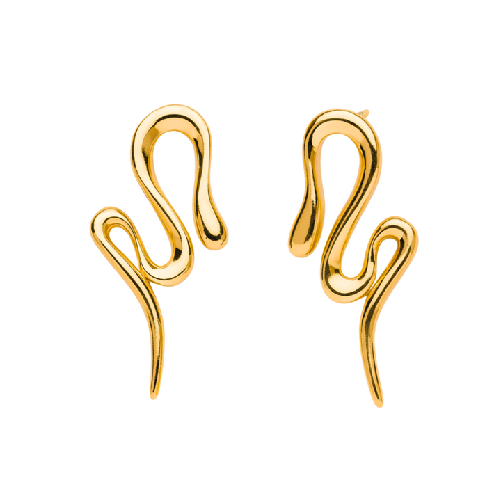 BRINCO SERPENTE ESCULTURAL - REVESTIDO A OURO 18K