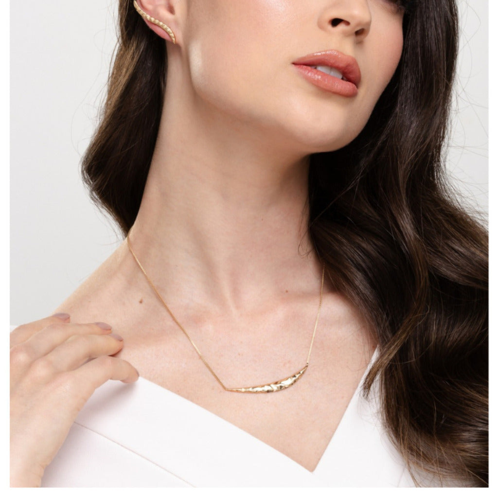 COLAR LÂMINA BRUTA - REVESTIDO A OURO 18K