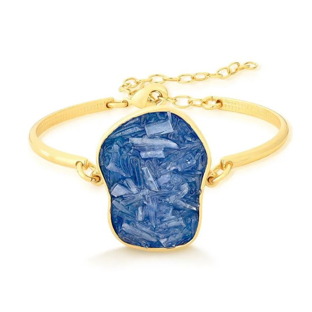 PULSEIRA FRAGMENTADA DE CIANITA AZUL - REVESTIDA A OURO 18K