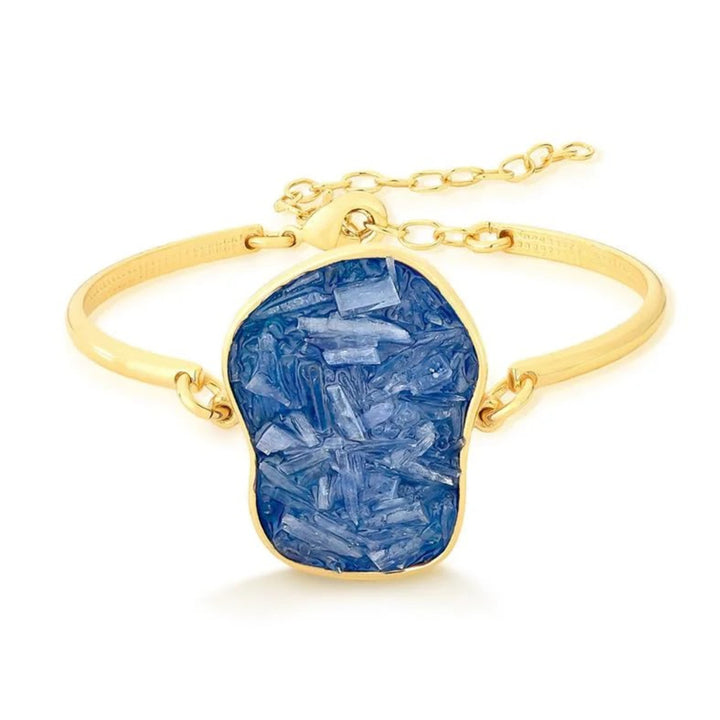 PULSEIRA FRAGMENTADA DE CIANITA AZUL - REVESTIDA A OURO 18K