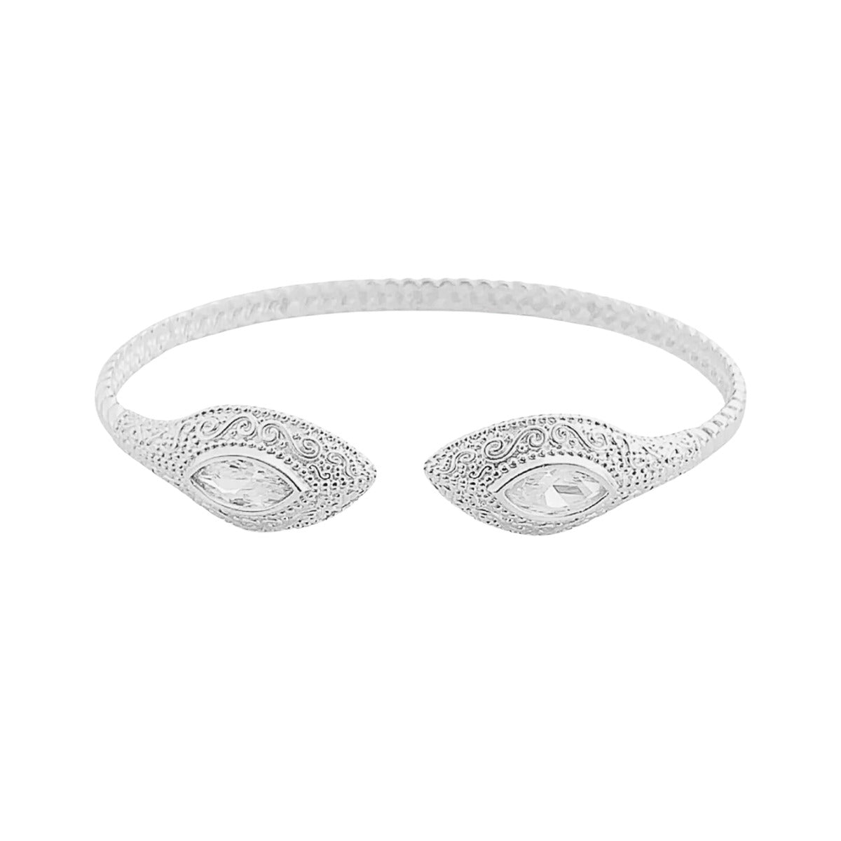 BRACELETE COM PONTA CRAVEJADA - PRATA 925