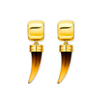 ARGOLA COM CHIFRE DE RESINA - BANHADO A OURO 18K