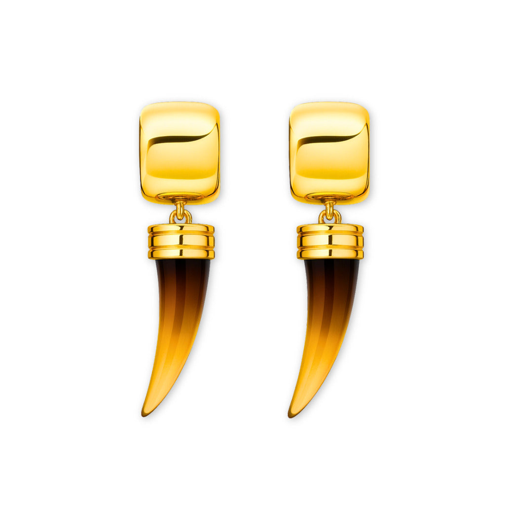 ARGOLA COM CHIFRE DE RESINA - BANHADO A OURO 18K