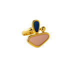 ANEL ECO NATURAL AZUL E ROSÉ - BANHADO A OURO 18K