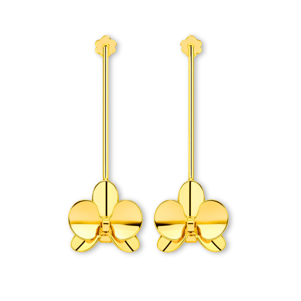 BRINCO LONGO DE ORQUÍDIA - BANHHADO A OURO 18K