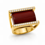 ANEL AURA ÁGATA VERMELHA - BANHADO A OURO 18K