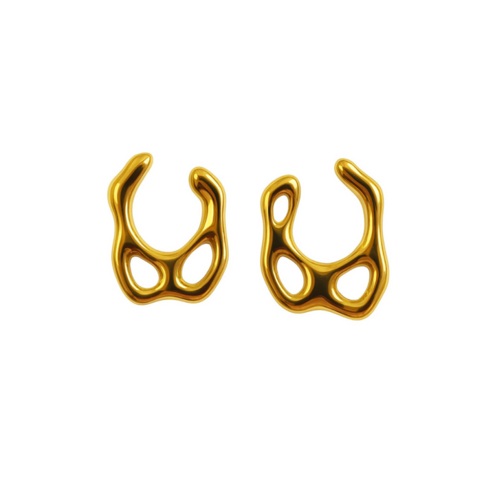 BRINCO ESCULTURA ORGÂNICA - REVESTIDO A OURO 18K