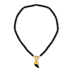 COLAR PRETO DE HEMATITA COM PINGENTE DENTE