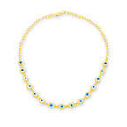 COLAR OLHO TURCO AZUL CLARO - BANHADO A OURO 18K