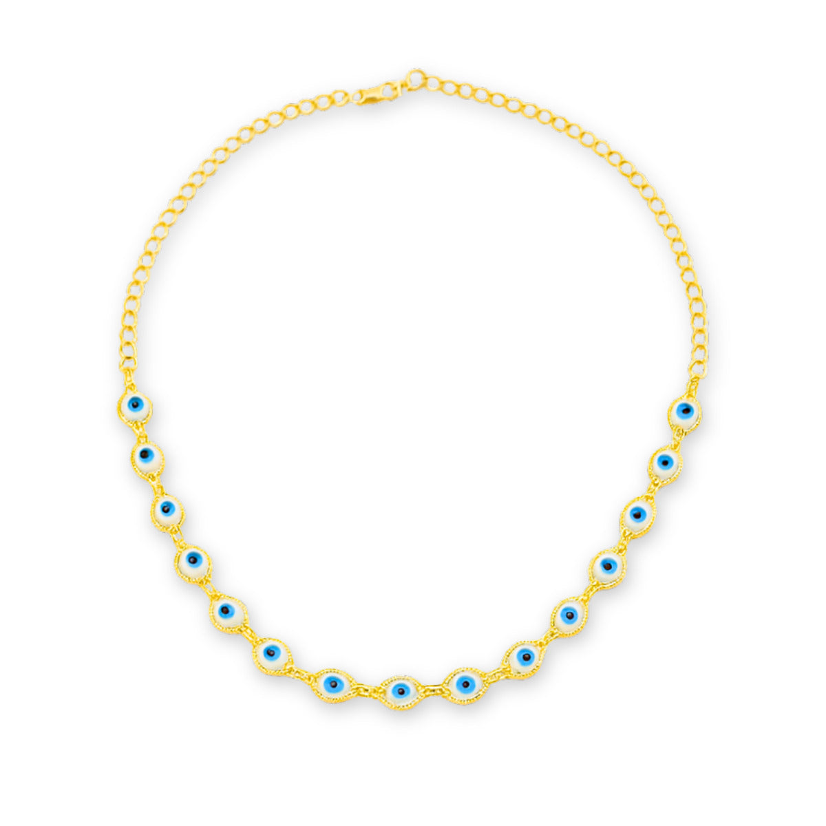 COLAR OLHO TURCO AZUL CLARO - BANHO OURO