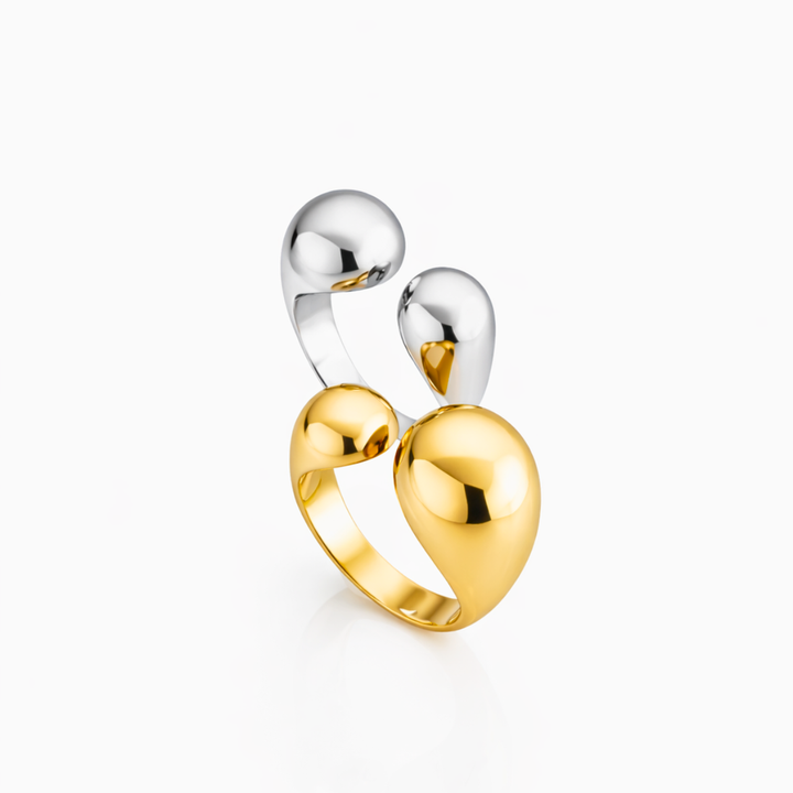 ANEL ALMAS GEMEAS - REVESTIDO A OURO 18K