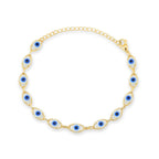 PULSEIRA OLHO TURCO AZUL ANIL - BANHADO A OURO 18K