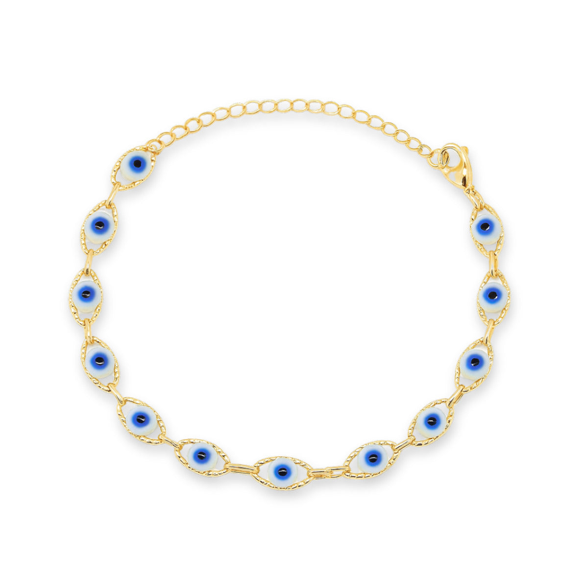 PULSEIRA OLHO TURCO AZUL ANIL - BANHO OURO