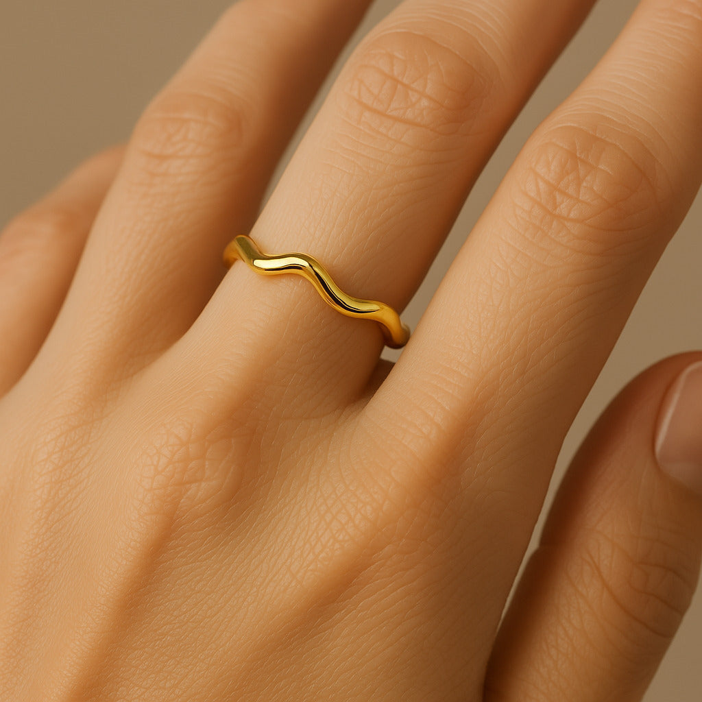 ANEL LINHA DA TERRA - REVESTIDO A OURO 18K