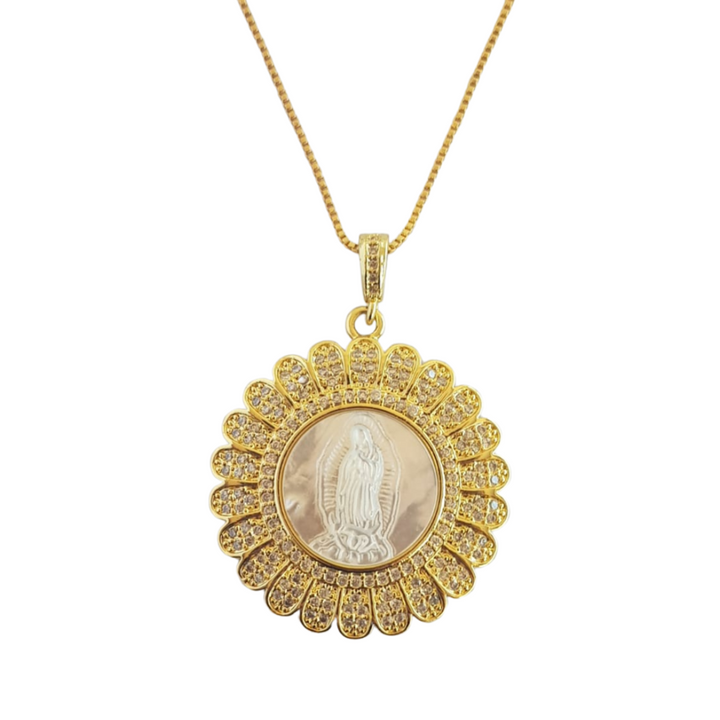 COLAR RELIGIOSO VIRGEM MARIA - REVESTIDO A OURO 18K