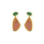 BRINCO ECO NATURAL ROSA E VERDE - REVESTIDO A OURO 18K