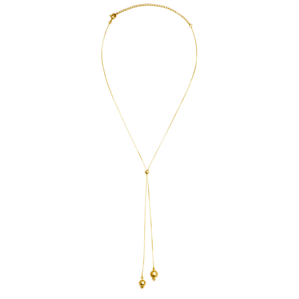 COLAR LARIAT DOURADO COM ESFERAS - BANHADO A OURO 18K