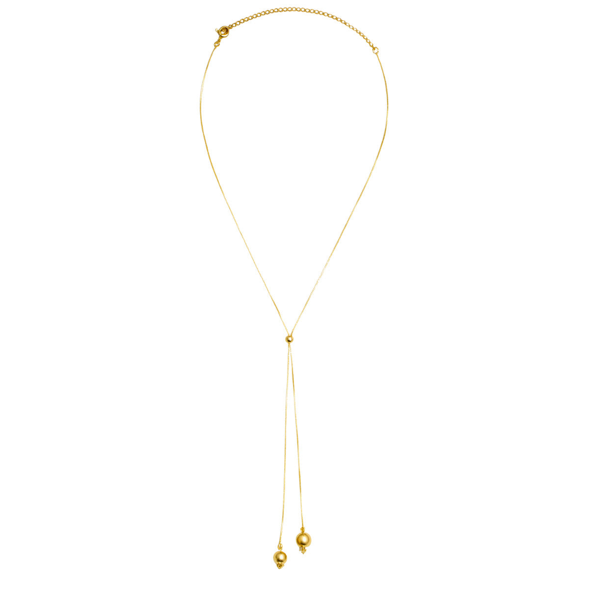 COLAR LARIAT DOURADO COM ESFERAS - BANHADO A OURO 18K