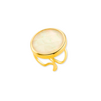ANEL COM OPALA DO MAR/NAUTILUS - REVESTIDO A OURO 18K