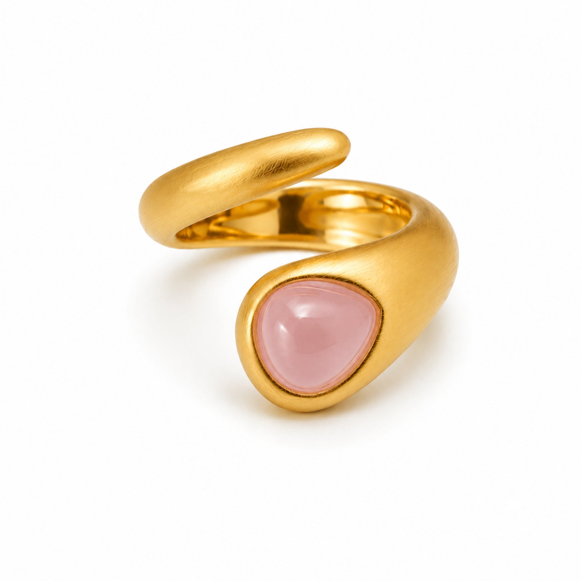 ANEL CORA COM QUARTZO ROSA - BANHO OURO