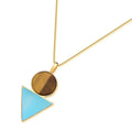 COLAR GEOMÉTRICO OLHO DE TIGRE E ÁGATA AZUL - REVESTIDO A OURO 18K