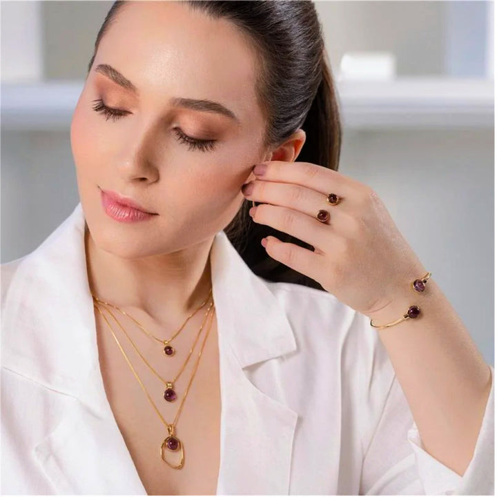 BRACELETE ORBE AMETISTA - REVESTIDO A OURO 18K