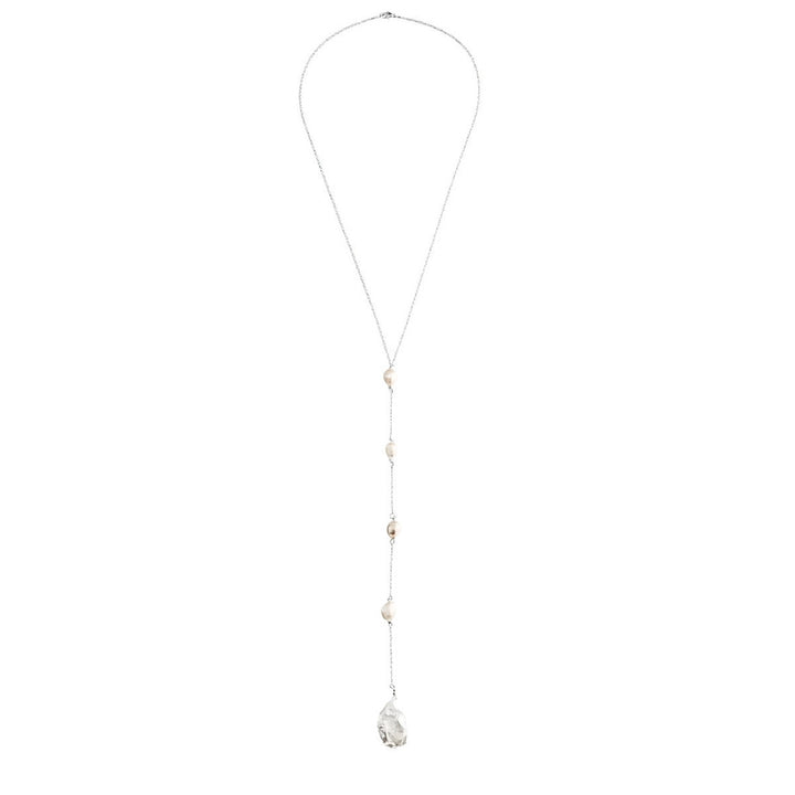 COLAR GRAVATA COM PÉROLA DE ÁGUA DOCE E PÉROLA BIWA- PRATA 925