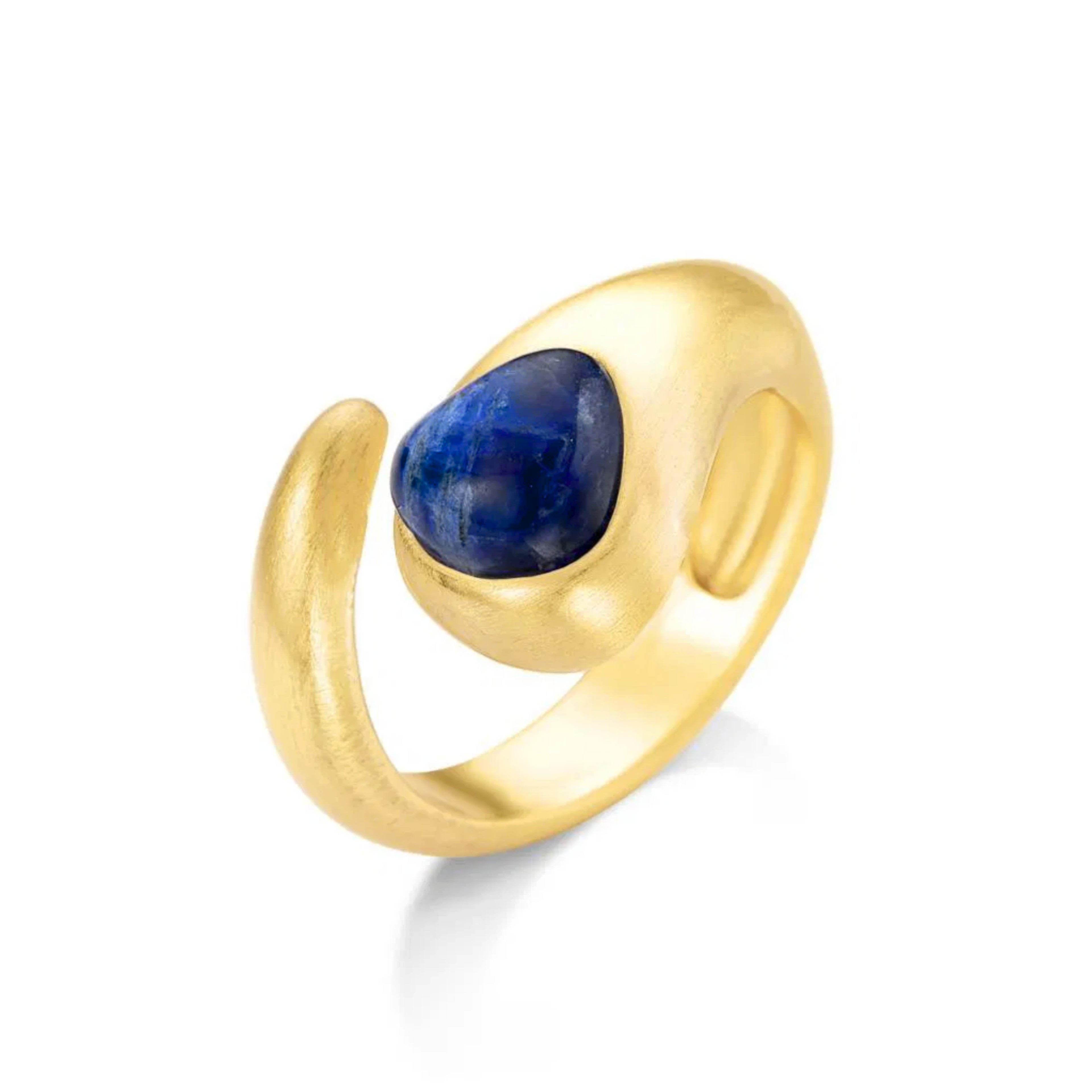 ANEL CORA COM SODALITA AZUL - BANHADO A OURO 18K