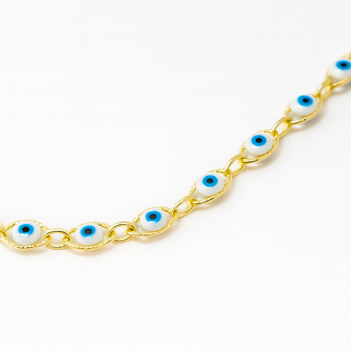 COLAR OLHO TURCO AZUL CLARO - BANHADO A OURO 18K