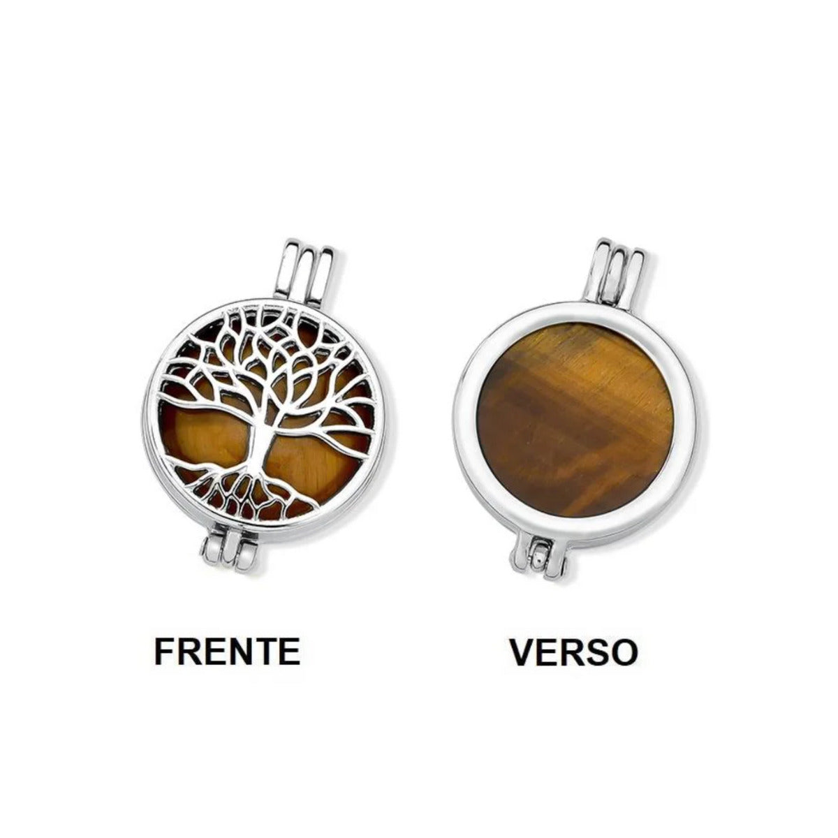 CONJUNTO RELICÁRIO ÁRVORE DA VIDA - BANHO RÓDIO