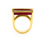 ANEL AURA ÁGATA VERMELHA - BANHADO A OURO 18K