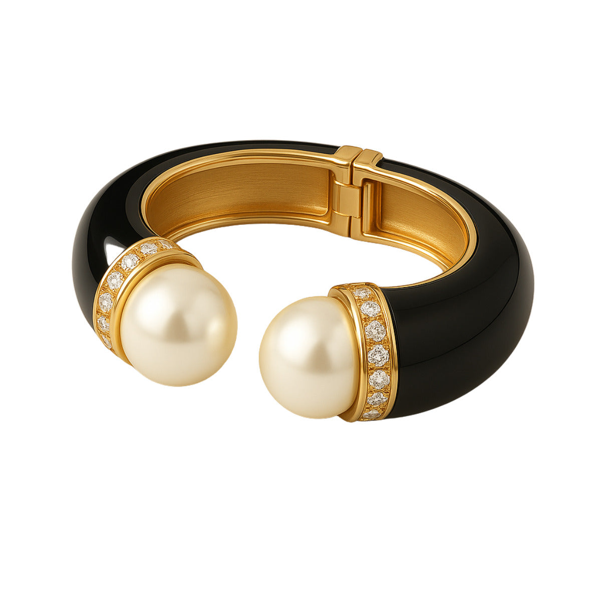 BRACELETE GLAMOUR PRETO COM PÉROLA