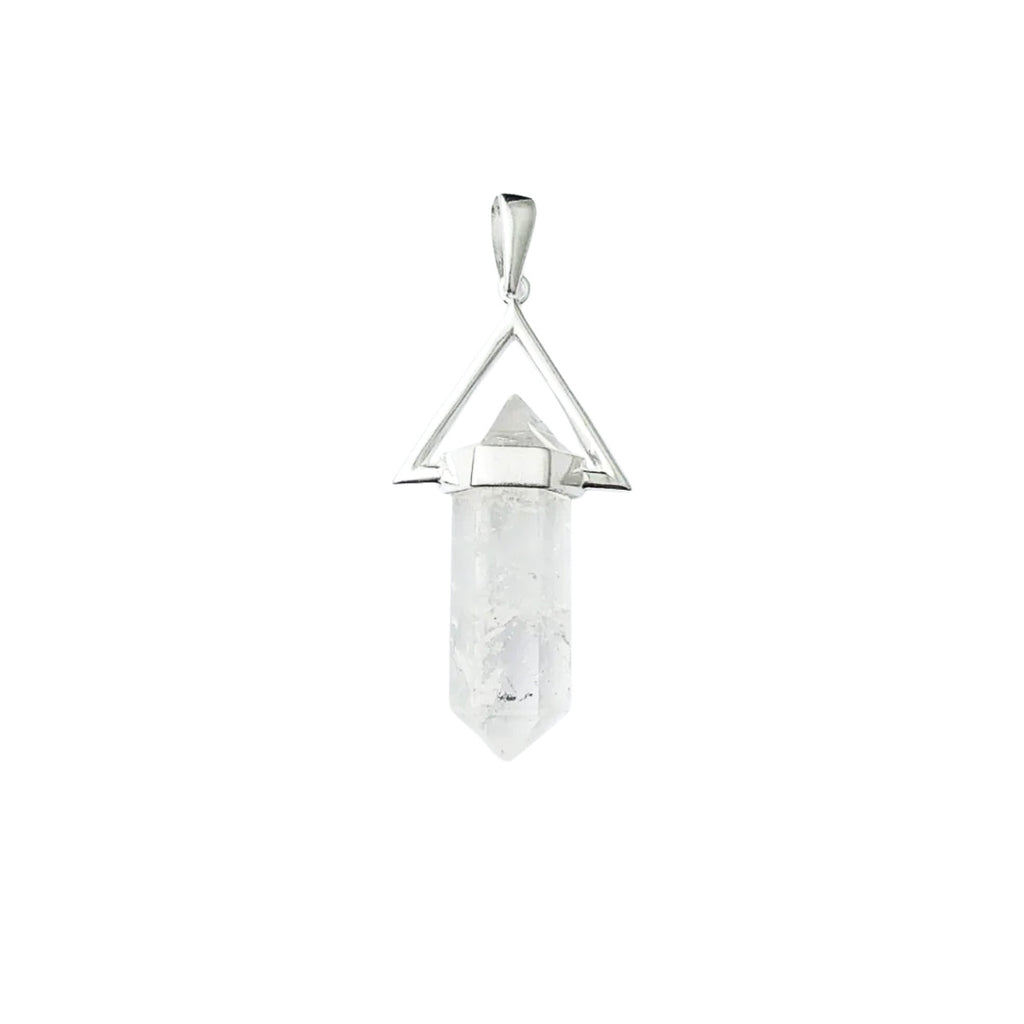 PINGENTE CRISTAL QUARTZO TRANSPARENTE - PRATA 925