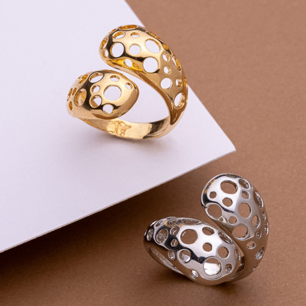 ANEL CORAL - REVESTIDO A OURO 18K