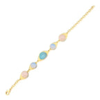 PULSEIRA COM PEDRA DA LUA, QUARTZO ROSA E AGATA AZUL CÉU - BANHADA A OURO 18K (PL110.D)