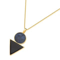 COLAR GEOMÉTRICO SODALITA E ÔNIX NEGRO - REVESTIDO A OURO 18K