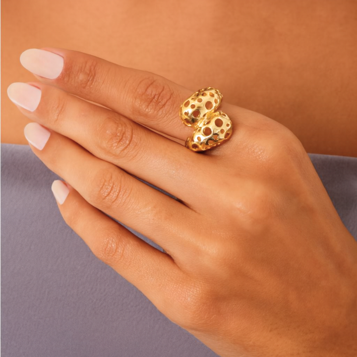 ANEL CORAL - REVESTIDO A OURO 18K
