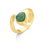 ANEL CORA COM AGATA VERDE - BANHADO A OURO 18K