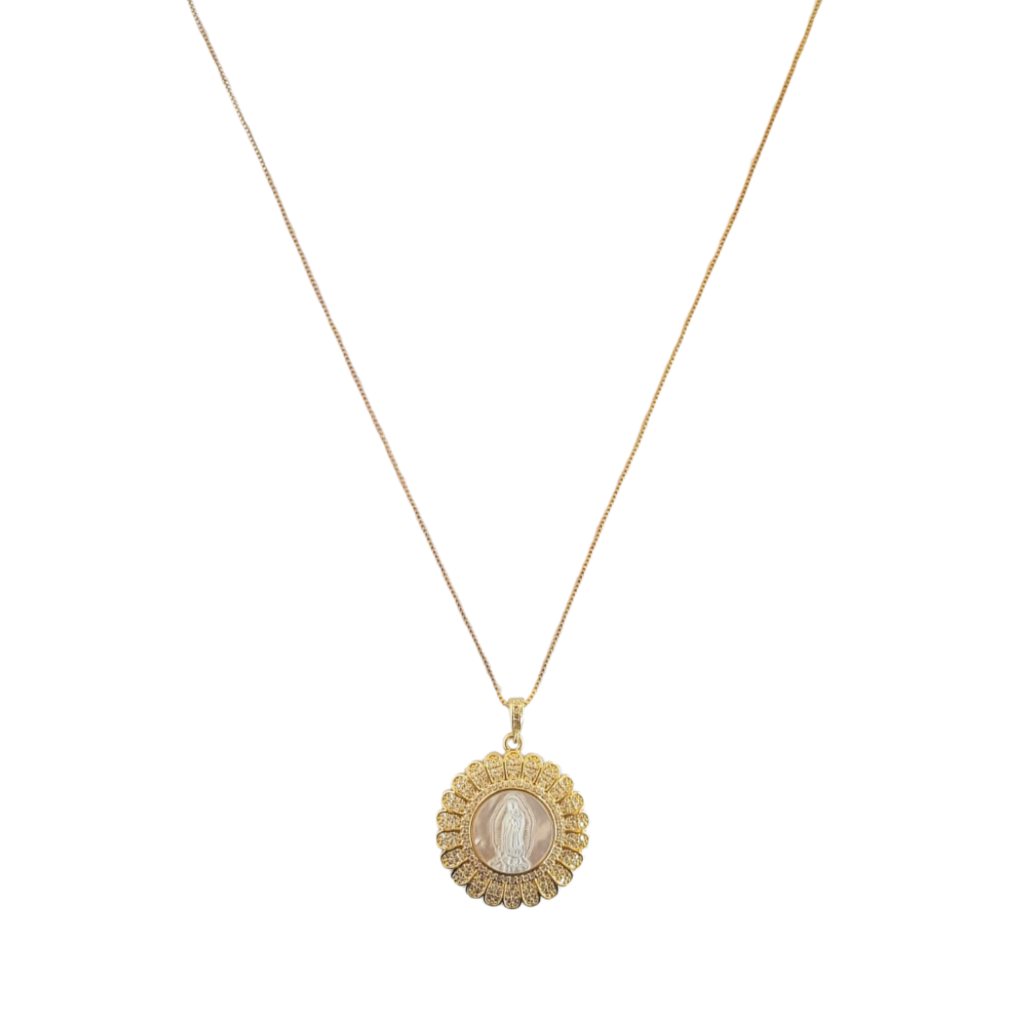 COLAR RELIGIOSO VIRGEM MARIA - REVESTIDO A OURO 18K