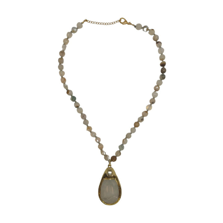 COLAR QUARTZO COM PINGENTE DE CRISTAL COM DOURADO