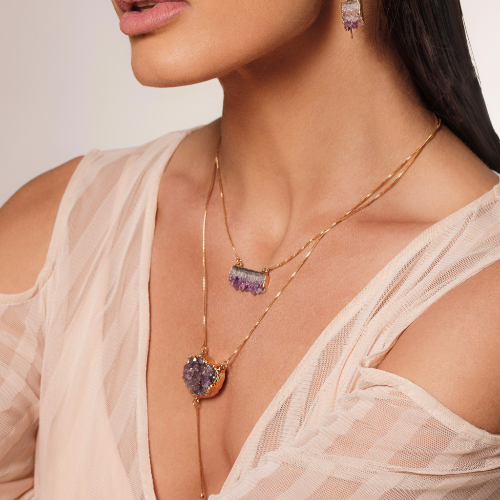 COLAR DRUSA NATURAL - REVESTIDO A OURO 18K