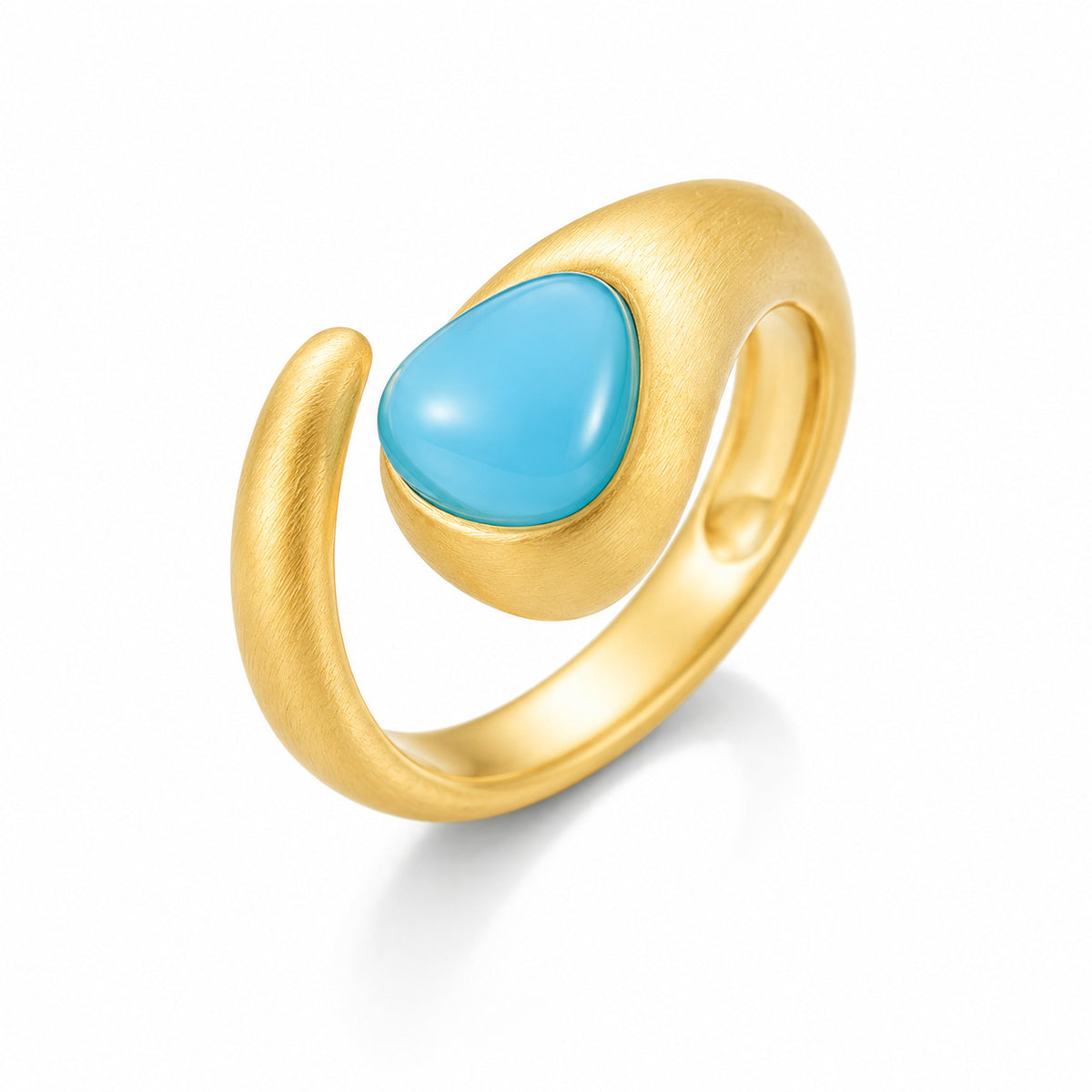ANEL CORA COM AGATA AZUL CÉU - BANHO OURO