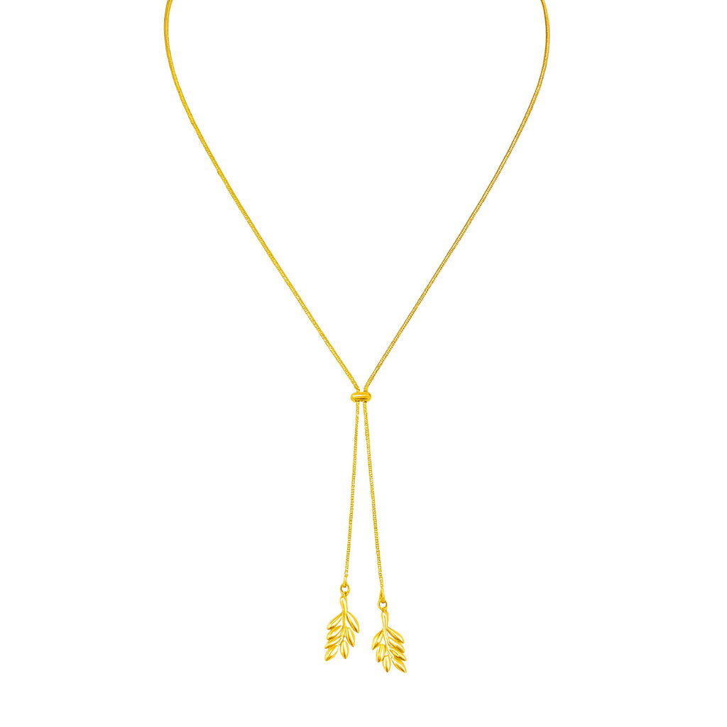 COLAR GRAVATA BOHO LEAVES - BANHADO A OURO 18K