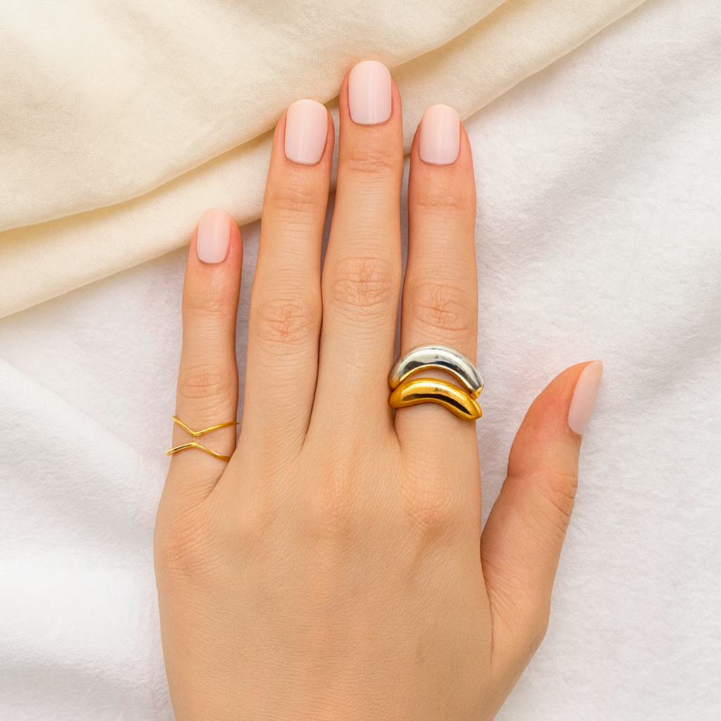 ANEL CONTORNO CORACÃO PARA FALANGE / MINDINHO - REVESTIDO A OURO 18K