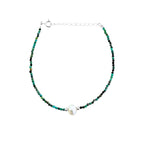 PULSEIRA DE TURQUESA AFRICANA COM PÉROLA - PRATA 925